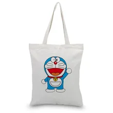 Comic Doraemon Холщовая Сумка текст DIY сумка складная хозяйственная сумка печать индивидуальный логотип для печати ежедневное использование многоразовые сумки