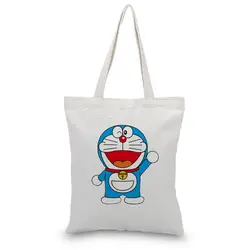 Comic Doraemon Холщовая Сумка текст DIY сумка складная хозяйственная сумка печать индивидуальный логотип для печати ежедневное использование