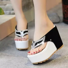 Г., брендовые вьетнамки на толстой платформе, обувь на танкетке со стразами женские летние сандалии в стиле пэчворк, 865