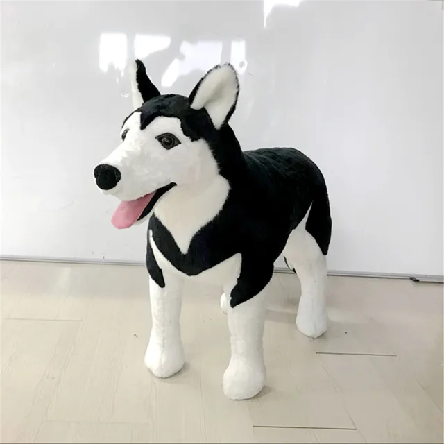 Fancytrader 39'' Big Pop Anime Plush Toy Dog Simulation Stuffed Black Husky Doll Home Decoration Photograph Prop Kids Gift 100cm