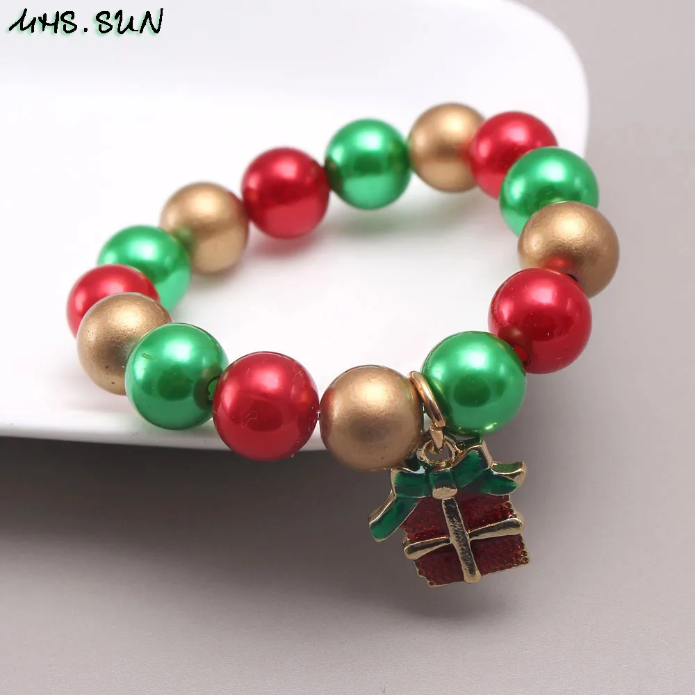 MHS.SUN, модные детские рождественские браслеты с бусинами, браслеты с очаровательными подвесками для девочек, детские браслеты, вечерние ювелирные изделия, Новинка - Окраска металла: E