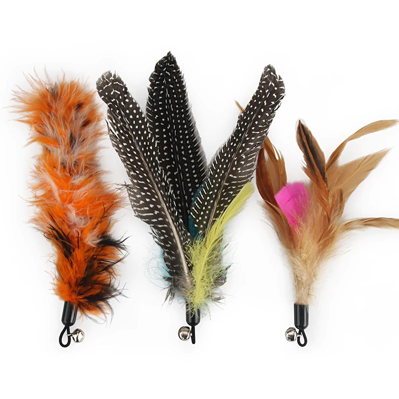 Ultpeak 5-PCS Cat Feather Wand Refills – Replacement Feather Toys For Cat Teaser Sticks