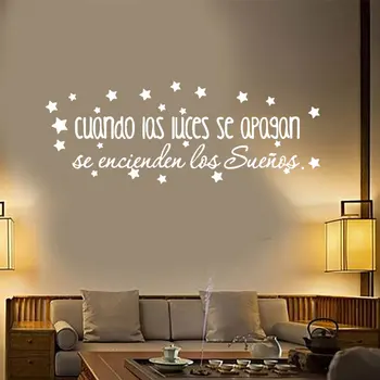 

Spanish Quotes Stars Art Wall Stickers Sentences Vinyl Wall Art Decals For Kids Room Decoration Removable Wallpape CX427