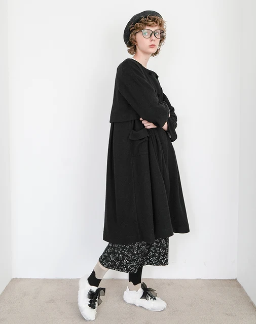 imakokoni black dress original design wild loose mid-length