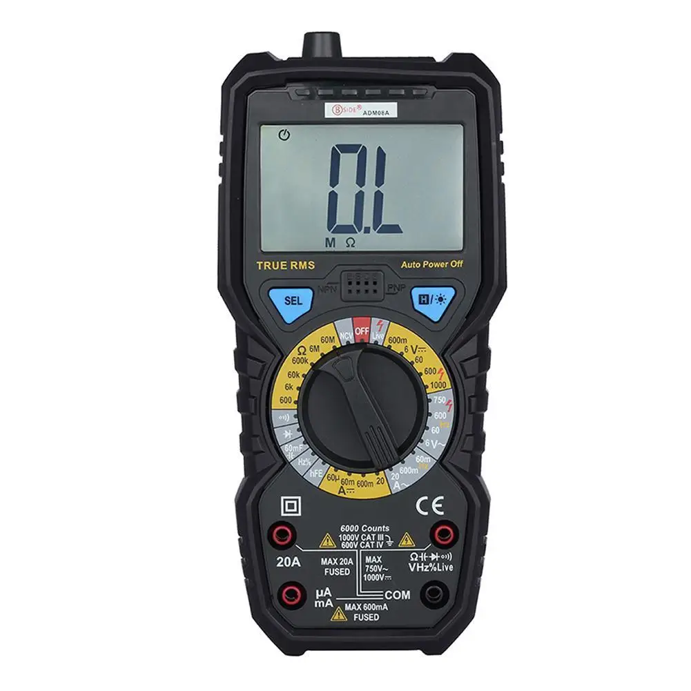 ADM08A 6000 True RMS цифровой мультиметр C R F тестер NCV подсветка диод звуковой сигнал - Цвет: A