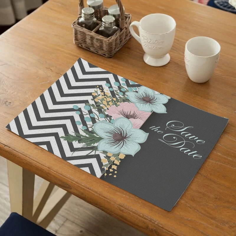 

1Pcs Creative Geometric Pattern Kitchen Placemat Dining Table Mat Drink Coaster Cotton Linen Pad Cup Mat Home Decor Kitchen Aid