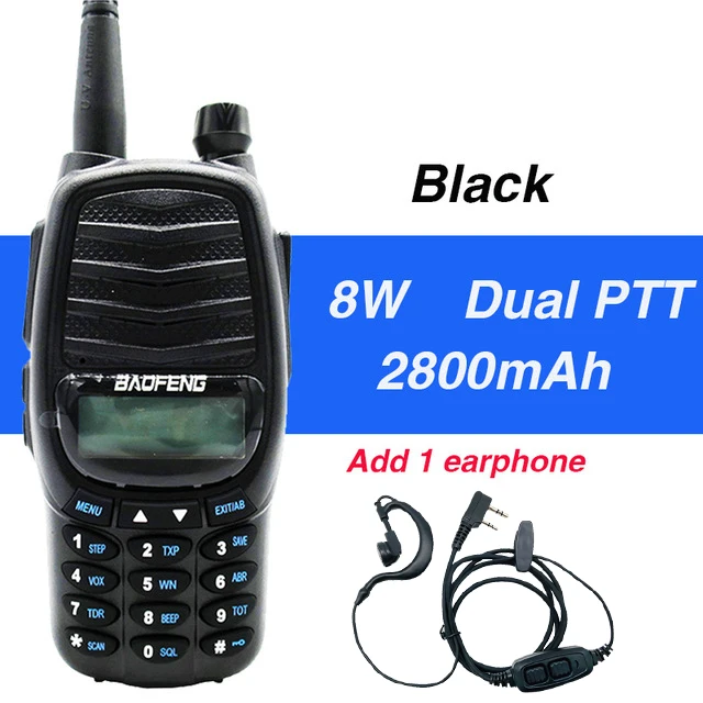 Black add 1 earphone 8 Вт Baofeng UV990 рация 10 км портативный двухдиапазонный PTT CB Ham Радио VHF/UHF трансивер Модернизированный Baofeng UV-82 UV-82hp UV 82 - Цвет: Black add 1 earphone