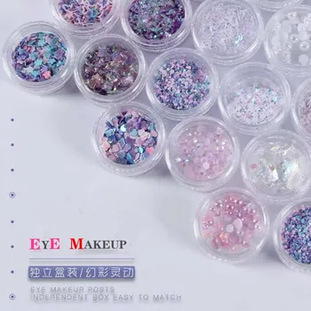 

12box set Nail Glitter Powder Irregular Sequins Nail Stickers Nail Rhinestone Small Irregular Beads for eyes makeup nail tools