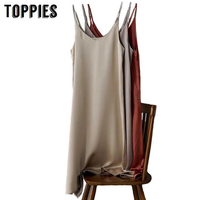 US $16.91 2020 Spring Summer Women Satin Dress party Luxury Shiny Sundress Imitation Silk Dress