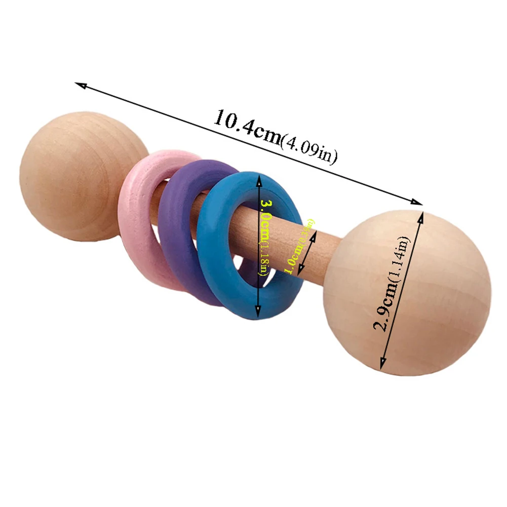 Деревянная рука встряхивания погремушка кольца колокольчик Прорезыватель ребенка жевать Прорезыватель для зубов душ детская игрушка