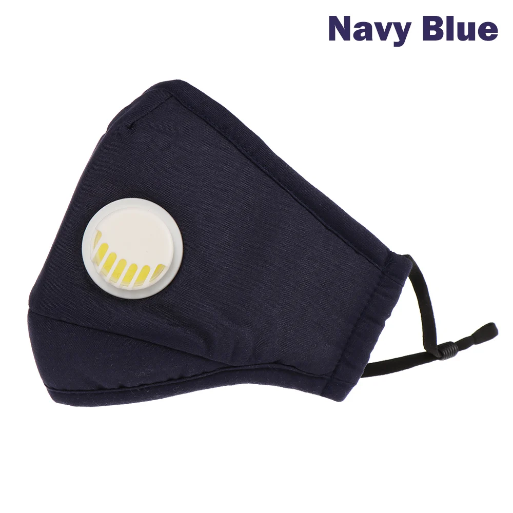 navy blue Многоразовый дышащий хлопок PM2.5 фильтр Анти дымовая Маска дыхательный клапан Анти-пыль рот маска фильтр с активированным углем респиратор Маска - Цвет: navy blue