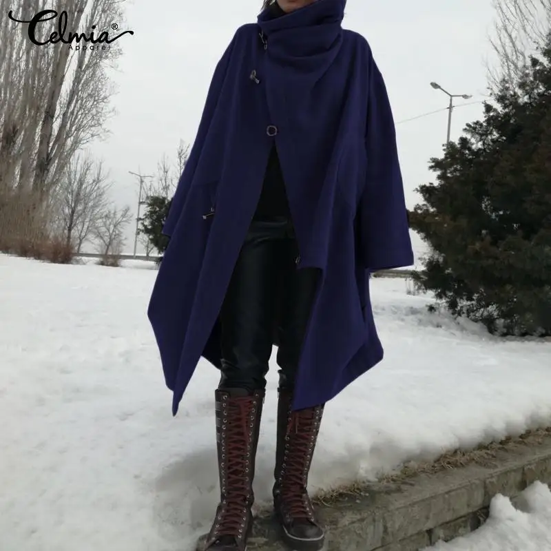 Very best  Plus Size Vintage Asymmetrical Jackets Women Autumn Winter Coats 2019 Celmia Female Turtleneck Casu