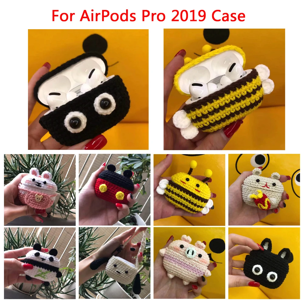 Для AirPods Pro Чехол ручной работы вязаный плюшевый противоударный чехол против потери для AirPods Pro Наушники защитный чехол для Air Pod