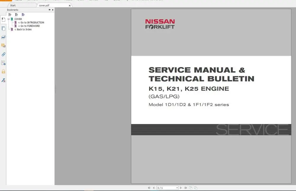 Для NISSAN UNICARRIERS Forklift часть каталога и руководство по обслуживанию (PDF) обновление
