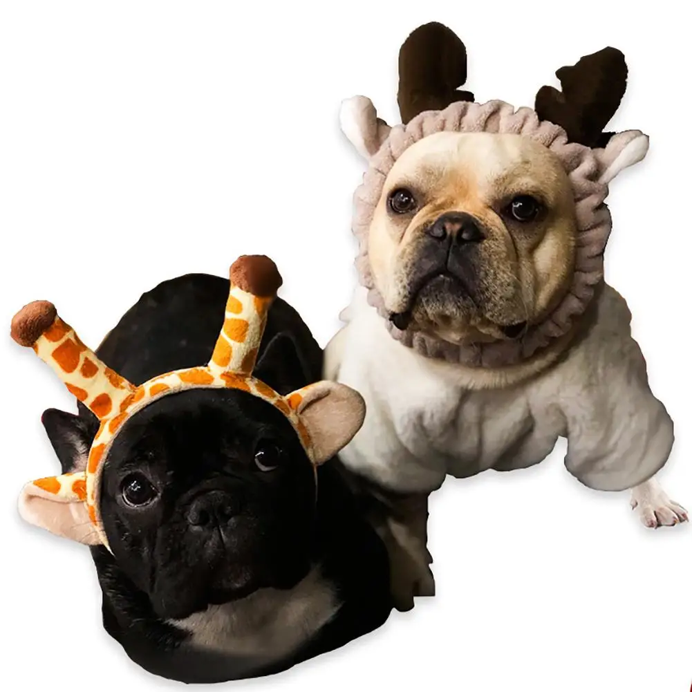

Funny Cartoon Shape Pet Headgear Hat Cosplay Prop for Pet Dogs French Bulldog Headwear Cap Hat Christmas Party Pets Accessories