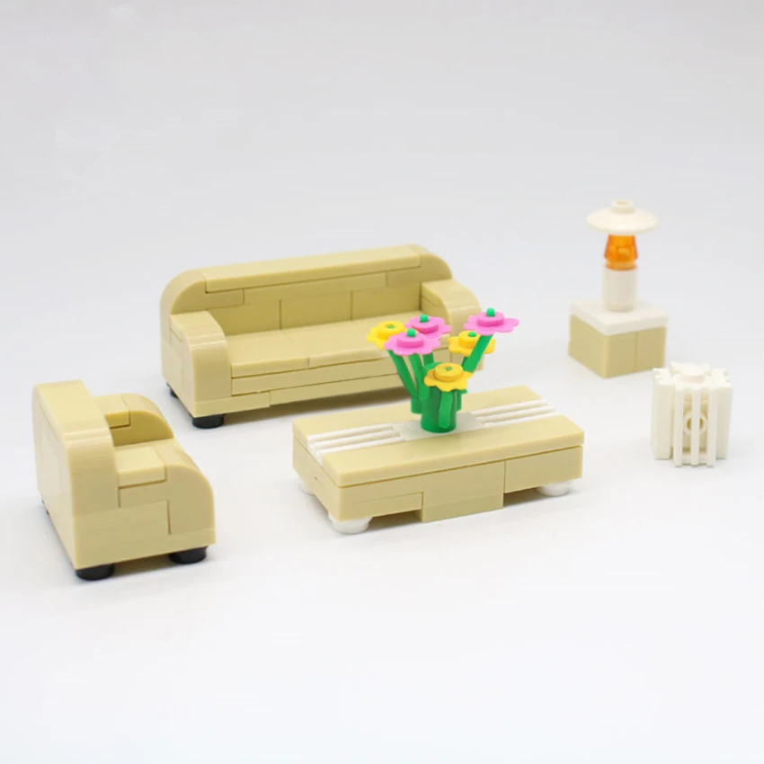 Sofa Living Room Scene Dining Table Flower Building Block MOC Accessories Set Compatible With Legolings DIY Toys For Children  (9)