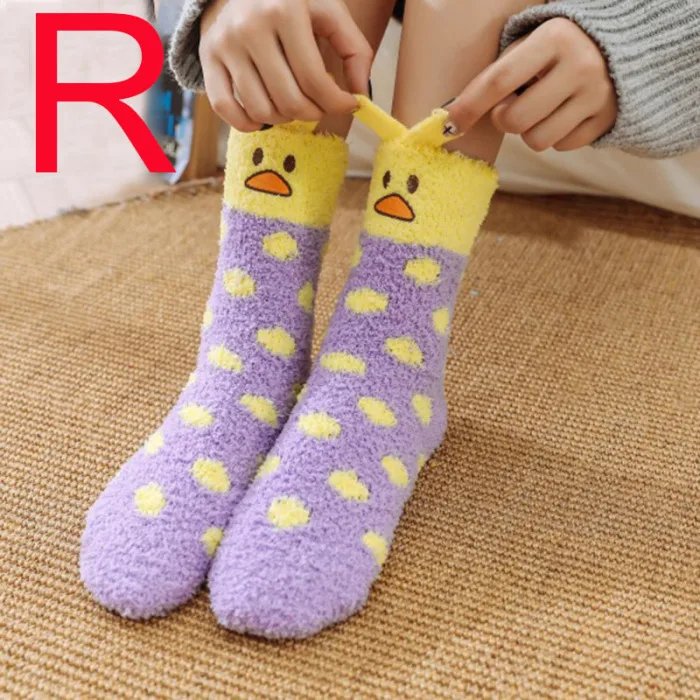 Женские носки с мультяшными животными, Рождественские теплые домашние носки-тапочки с объемными ушками, NIN668