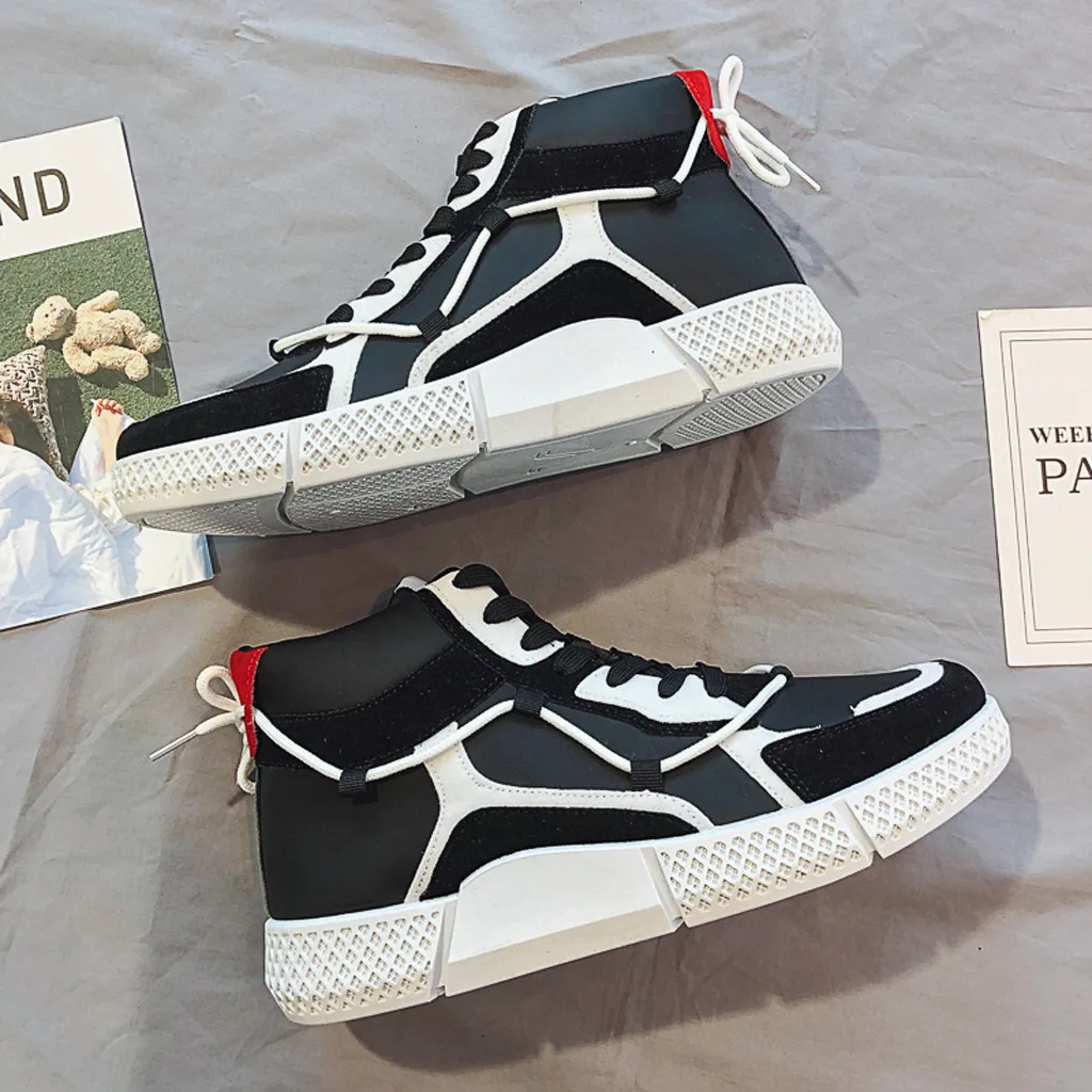 SAGACEFashion Men's Hip Hop Street Dance Shoes White High Top Chunky Sneakers Autumn Summer Casual Unisex Shoes Zapatos Hombre