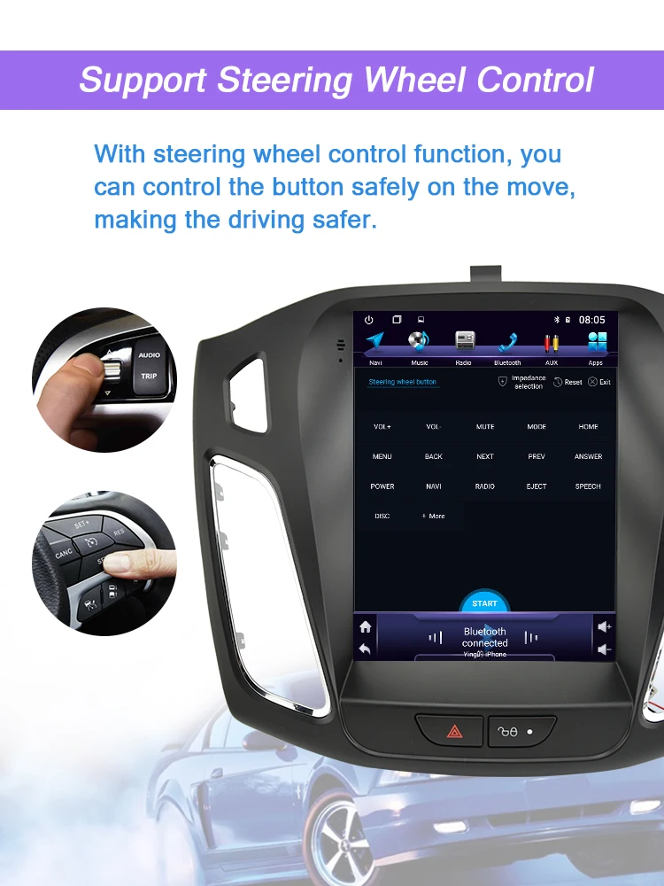 AUTOTOP 2 Din Android 8,1 вертикальный экран автомобильный gps Мультимедиа для Ford/Focus салон 2012- gps навигация автомобильный видео Радио