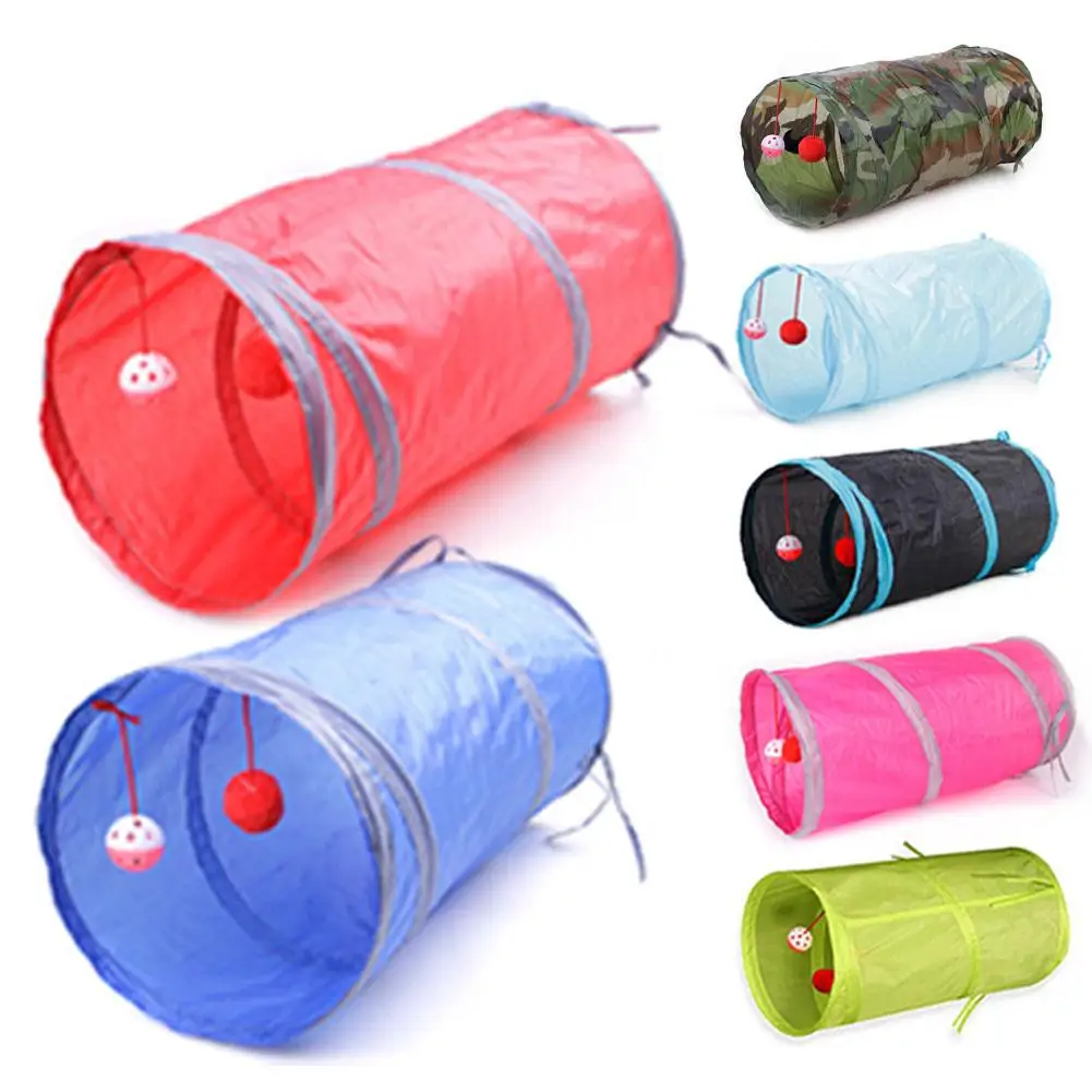 

New 6-color Pet Products Cat Ring Paper Two-channel Tunnel Can Receive Folded Channel Wisdom Benefits Toys Drill Bucket