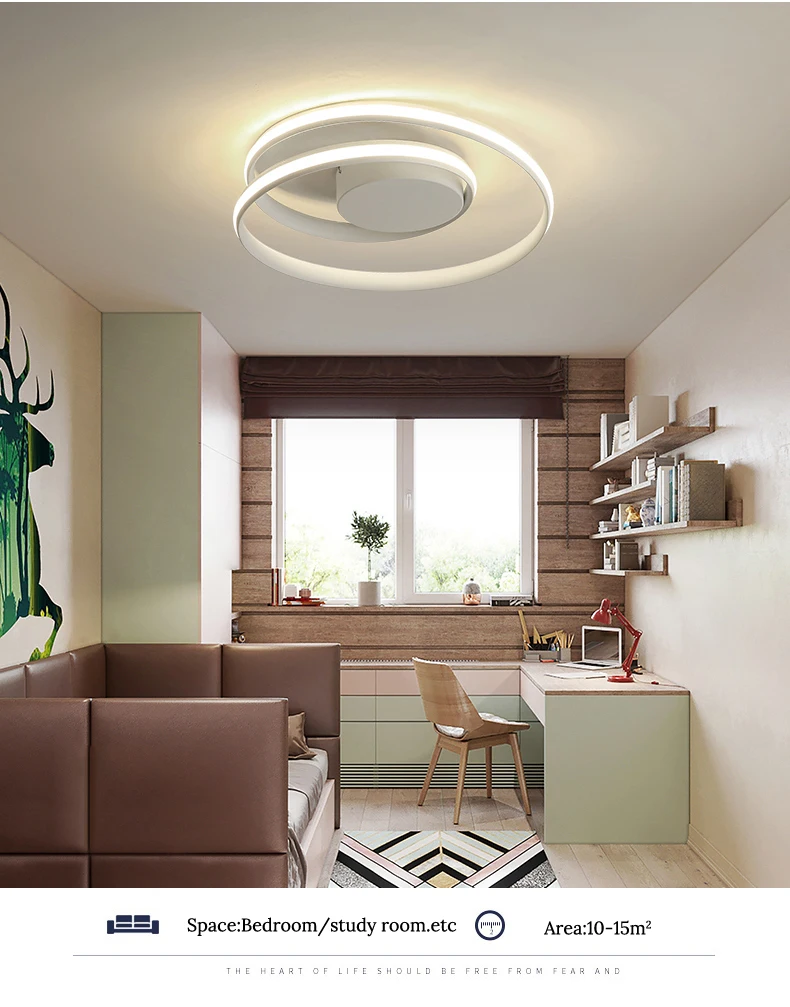 Современные потолочные светильники, светодиодный светильник для гостиной, спальни, кабинета, белого и черного цвета, монтируемый на поверхности потолочный светильник, декоративный AC85-265V