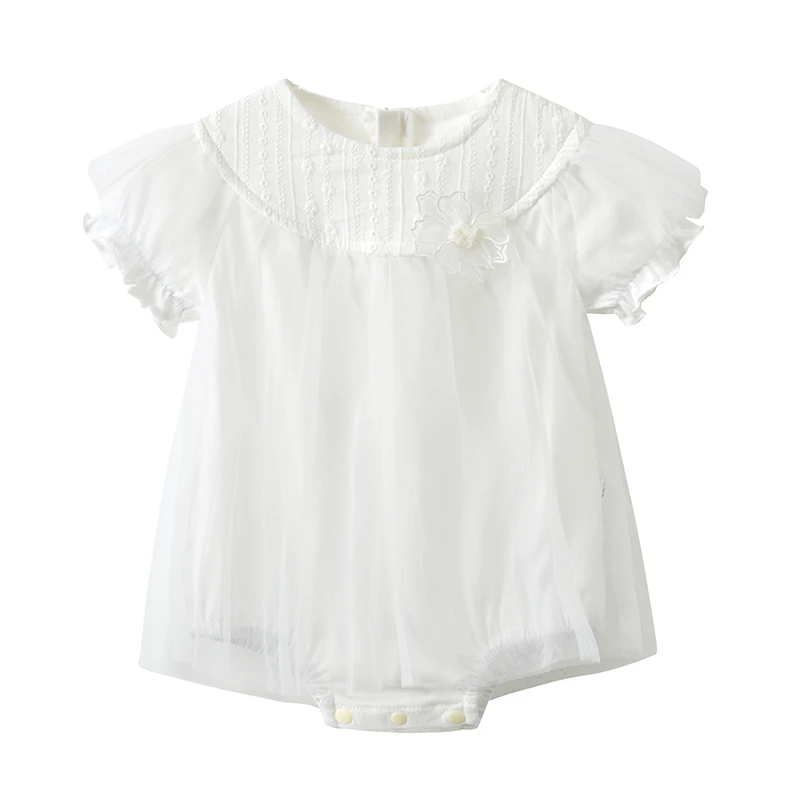 

TOU Newborn Baby Girls Romper Dress Infant Summer Jumpsuit Tutu Dress Fashion Lace Bodysuits Child Birthday Party White Dress