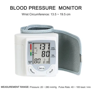 

LCD Display Blood Pressure Monitor Wrist Pulse Meter Automatic Digital Pulsometer Sphygmomanometer Family Diagnostic-tool