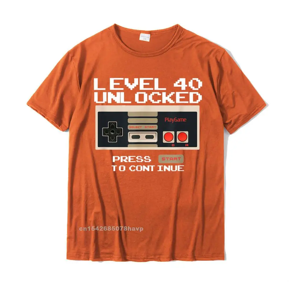 Fitness Tight Mens Dominant 3D Printed Tops Tees Crewneck Summer 100% Cotton T-shirts Hip hop Short Sleeve Clothing Shirt Funny 40th Birthday Level 40 Unlocked Video Gamer T-Shirt__2216. orange