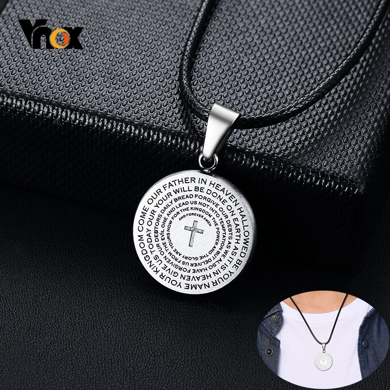 Мужские стильные круглые ожерелья Vnox с молитвенной Библией религиозные