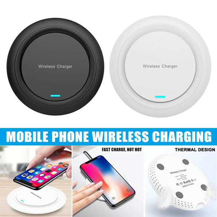 Round Thin Wireless Charger Cell Phone Support Fast Charging for Home Desk 10W Smartphone NK-Shopping