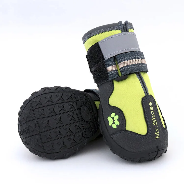 green HEYPET Обувь для собак для спорта, горного ношения, для домашних животных, подошва из ПВХ, Водонепроницаемые Светоотражающие ботинки, идеально подходят для маленьких и средних и больших - Цвет: green