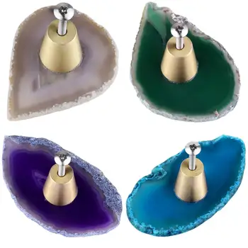 

TUMBEELLUWA Custom Multicolor Agate Slice Drawer Pulls Knobs ,Cabinets Dresser Hardware Handles Screws Included Brass Home Decor