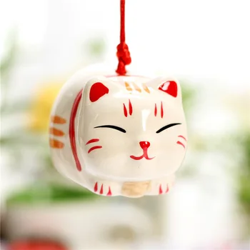 

Cute Japanese Lying Cat Ceramic Wind Chimes Decoration Ornaments Lucky Cat Wedding Candy Box