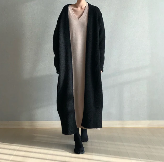 Long Cardigans Autumn Winter Women Knitted Sweater Coat Female Large Size Shawl Cape Jacket Coat Trench Parkas Solid Loose Coats
