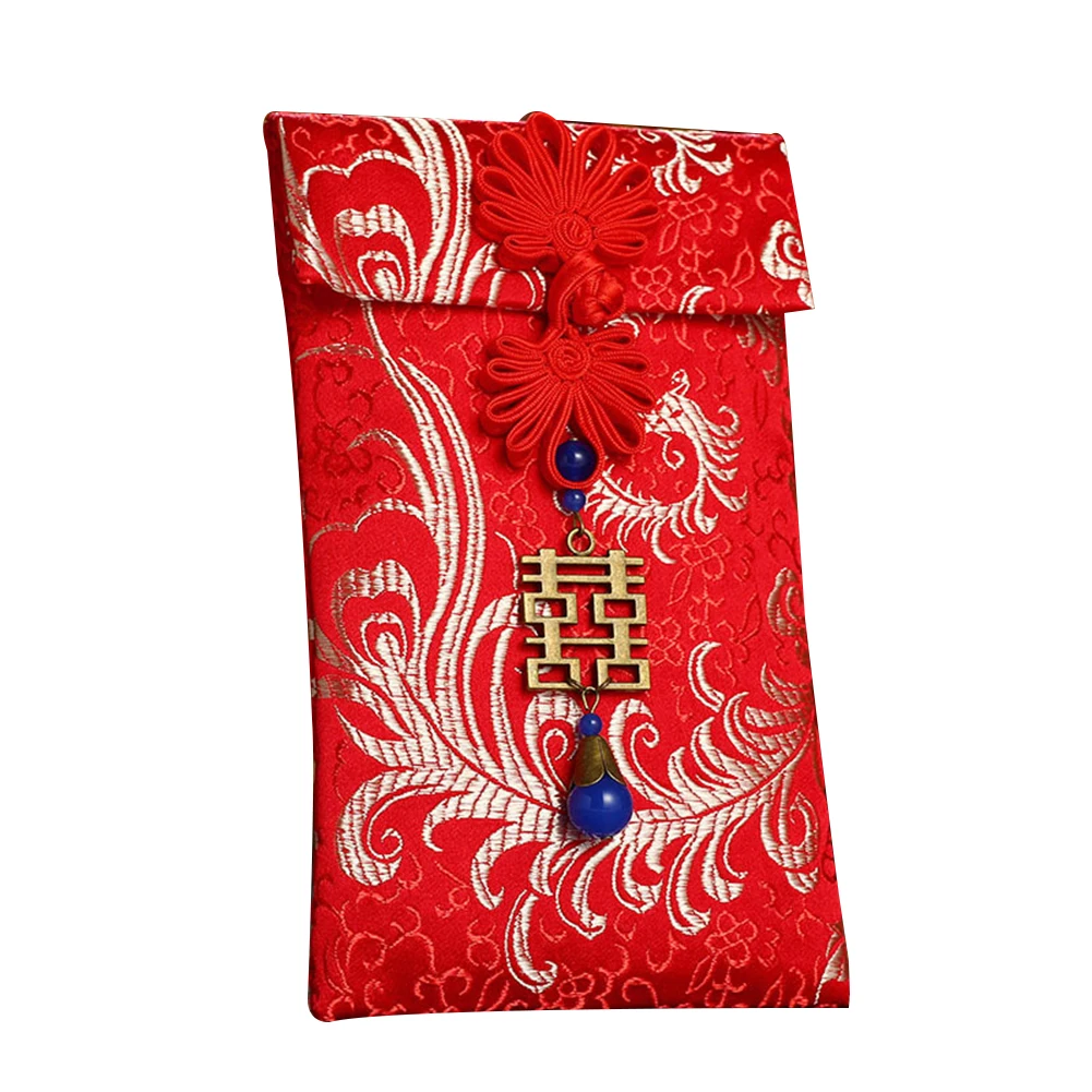 Китайский стиль ткань узел красный конверт пакет деньги карман год свадебный подарок