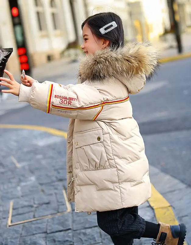 Модное пуховое пальто из глянцевой ткани; зимняя теплая куртка на утином пуху с капюшоном; детская верхняя одежда; большие размеры; Y2146