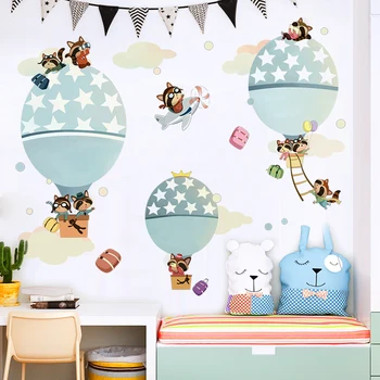 

Wall Stickers For Kids Rooms Bedroom Decor Hot Air Balloon,Cartoon Animal Airplane Modern Home Decoration Stickers Baby Diy Art