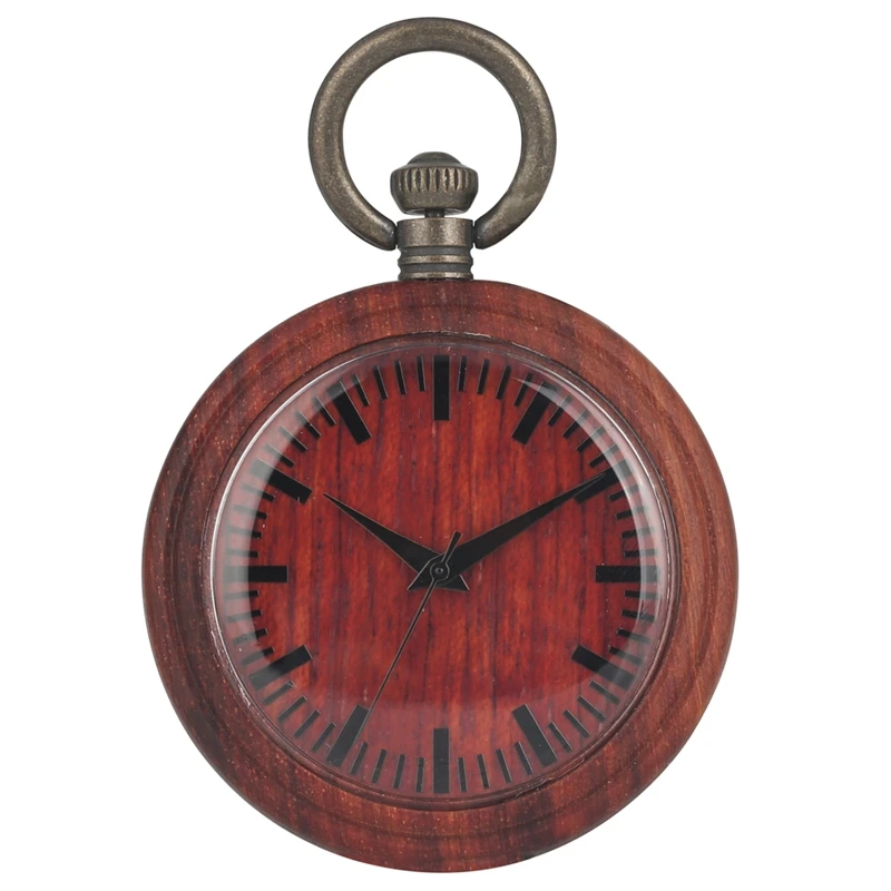 Винтажные красные деревянные кварцевые аналоговые карманные часы портативные стандартные деревянные часы цепь часы Коллекционные
