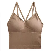 Сексуальный укороченный топ Camisoles женская мягкая майка с v-образным вырезом бесшовная высокая эластичность женский кросс-жилет