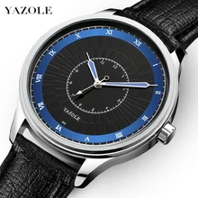 YAZOLE Reloj de pulsera informal para hombre, resistente al agua, con espejo Hardlex, de cuarzo, de negocios, Hora Mundial