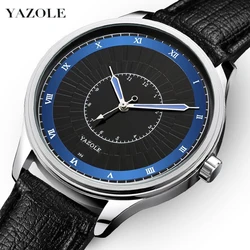 YAZOLE Reloj de pulsera informal para hombre, resistente al agua, con espejo Hardlex, de cuarzo, de negocios, Hora Mundial