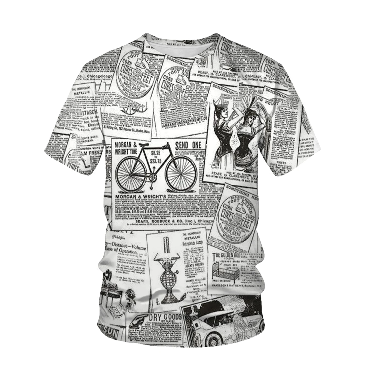 Summer hot-selling fashion 3D printing retro pattern casual tops men's and women's short-sleeved trend literary T-shirt | Мужская