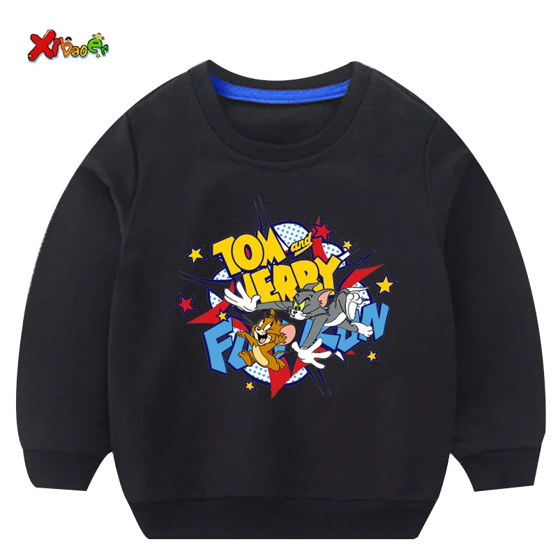 toddler girl sweatshirts baby boy hoodie children Pullover Tops Autumn Fashion Long Sleeve Cartoon Tom and jerry clothing