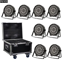 8 шт./лот 24x12 Вт rgbw 4в1 led par Светильник+ f светильник чехол dmx512 пластиковый par Светильник профессиональный сценический dj светильник