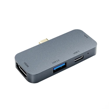 

C to HDMI Adapter 4 in 1 Type C to Audio PD 60W Fast Charging USB Port Converter 4K HDTV Hub for Ma-cbook Pro Nintendof
