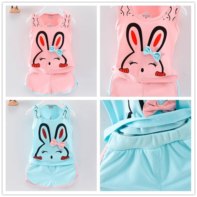 New Baby Girls Clothing Outfits Brand Summer Newborn Infant Sleeveless T-shirt Shorts 2pc/Sets Clothes Casual Sports Tracksuits