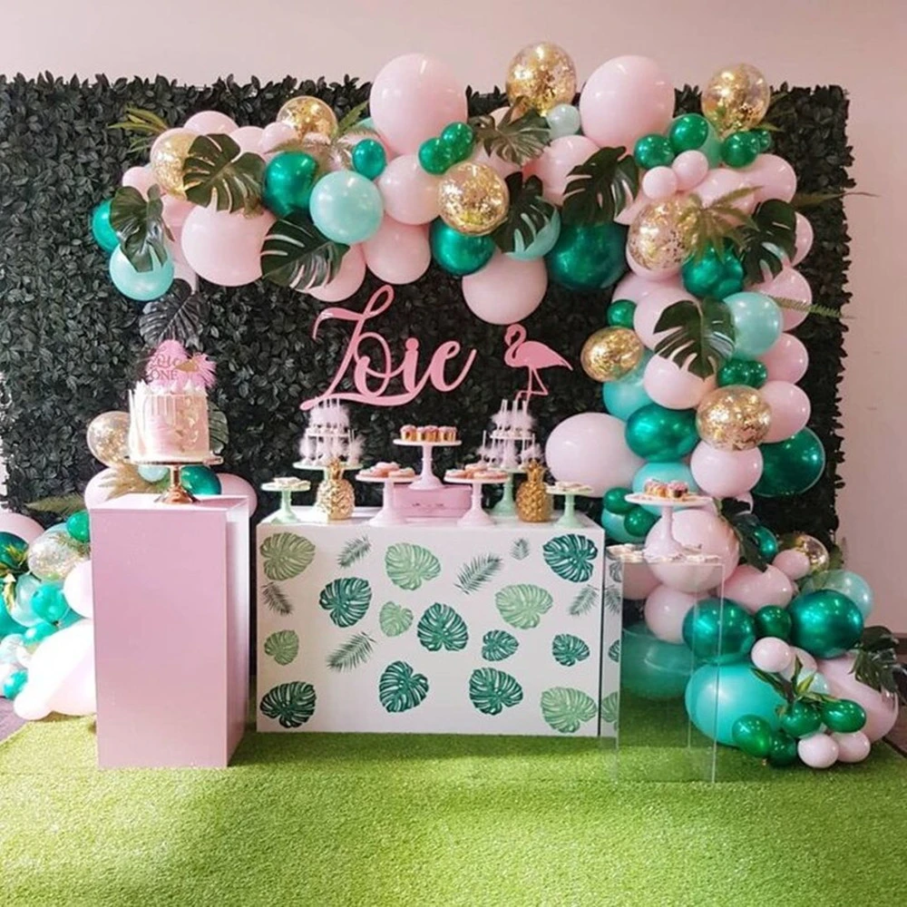 green and pink baby shower