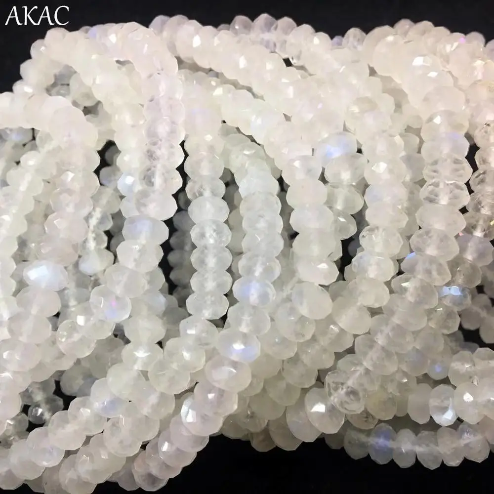 

AKAC approx 3-4*6mm natural moonstone faceted rondelle bracelet for women bracelet send randomly