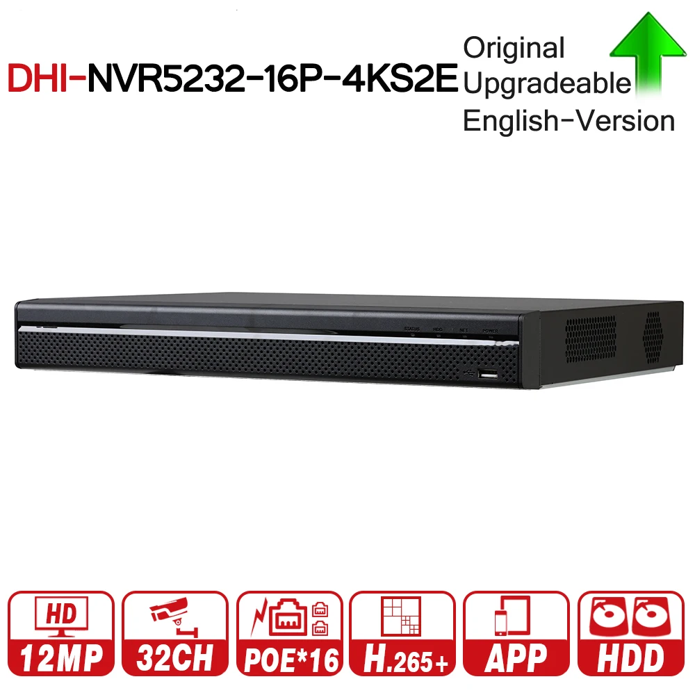 

Original Dahua DH Pro 32CH NVR NVR5232-16P-4KS2E 16CH PoE Port Support Two Way Talk e-POE 800M MAX Network Video Recorder System