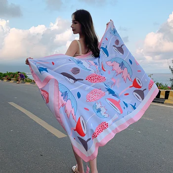 

Soft Muslim Hijab scarf for women winter Korean style kawaii cute long cartoon printed head scarf pashmina